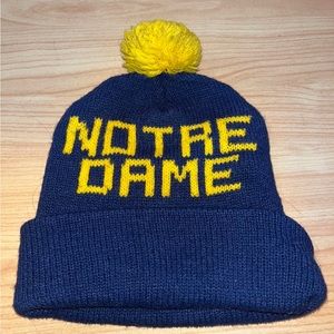 Notre Dame Vintage Beanie- Gold and Blue With Pom Pom